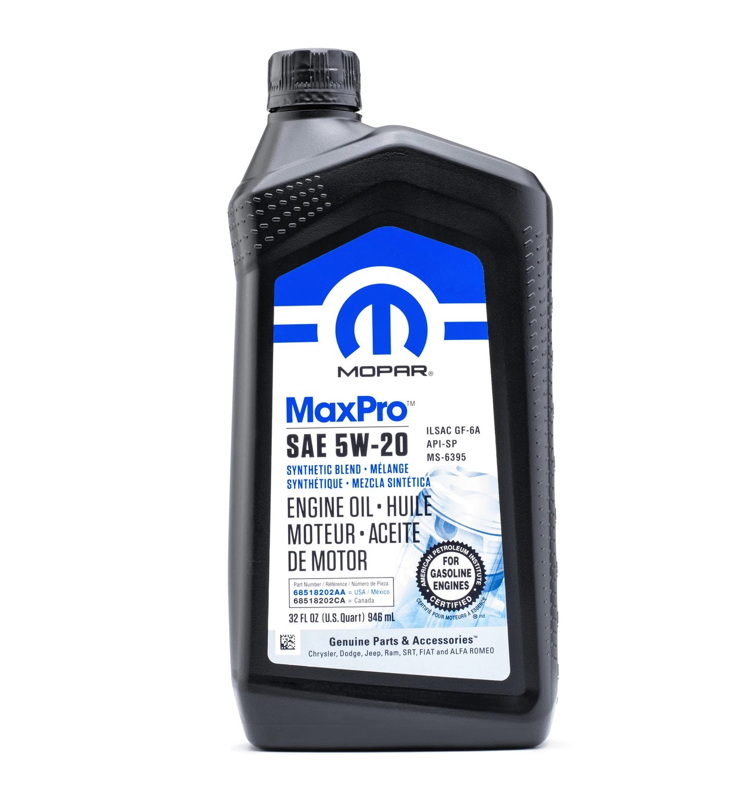 Huile moteur SAE 5W-20 bidon 1 L MOPAR 68518202AA — pièce voiture américaine