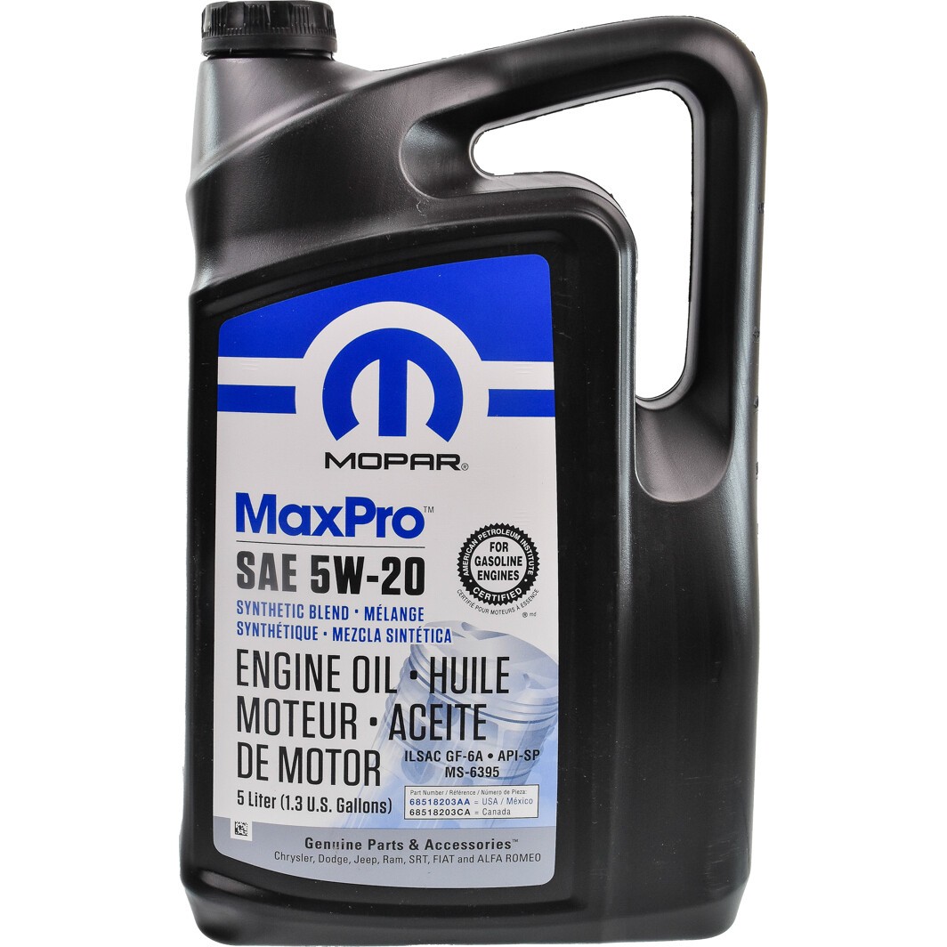 Huile moteur SAE 5W-20 bidon 5 L MOPAR 68518203AA — pièce voiture américaine