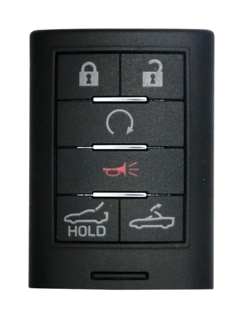 Clé Corvette C7 6 boutons, face avant, fond blanc, FCC NBGGD9C04, coffre HOLD et toit